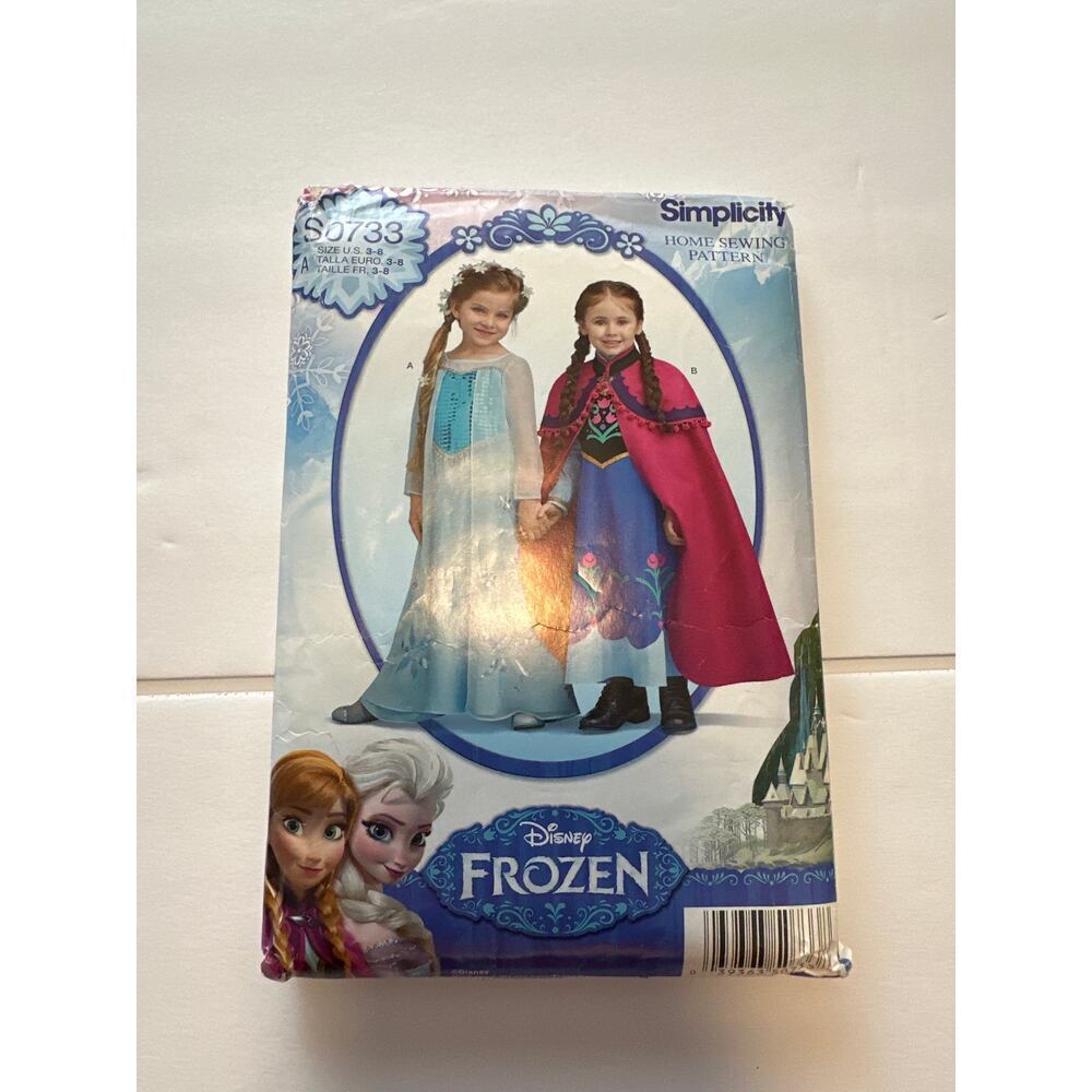 Disney Frozen Elsa & Anna Costume Sewing Pattern Simplicity S0733 Sizes 3–8